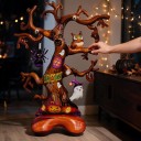 Stojící nafukovací balónek Strašidelný strom se sovou pavoukem a duchem 79 x 115 cm Hnědý a oranžový Halloweenská dekorace do domuv 4