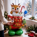 Stojící nafukovací balónek Vánoční punčocha se sobíkem Merry Christmas 125 x 86 cm Červený a zelený Dekorace na Vánoce a párty 2