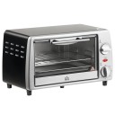 Stolní elektrická trouba o objemu 10 l s příkonem 750 W a regulací teploty 100 až 230 °C v černo-stříbrném provedení s roštem i plechem 1