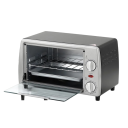 Stolní elektrická trouba o objemu 10 l s příkonem 750 W a regulací teploty 100 až 230 °C v černo-stříbrném provedení s roštem i plechem 2