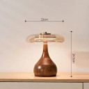 Stolní lampa v houbovitém designu, 24.5 x 22 cm, 12W, studené bílé světlo, dřevo a sklo, hnědá, retro dekorativní svítidlo do ložnice 4