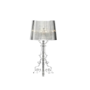 Stolní lampa z čirého akrylu s ornamentální nohou, 51 x 25 cm, E27, dva odstíny světla, transparentní, designové svítidlo do ložnice a obýváku 1