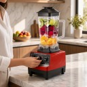 Stolní mixér 2 v 1 2000 W S velkou nádobou a mlýnkem na suché suroviny Regulace otáček Červený Na smoothie i ledové nápoje Kuchyňský robot 5
