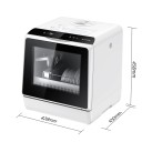Stolní myčka na nádobí s 5 mycími programy a sušením horkým vzduchem Rozměry 458 x 430 x 428 mm Příkon 900 W Dotykové ovládání Bílá barva 4