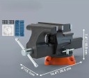 Stolnschraubstock mit drehbarem Sockel 360° 36,5×16,5×18,9 cm aus Gusseisen schwarz-orange für die Werkstatt und feste Befestigung von Materialien 2