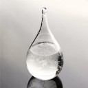 Stormglas i dråbeform Vejrindikator baseret på krystaller i væsken Glasdekoration med træfod 12 x 6 cm 3