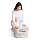 Stort vakuumkomprimeringsförvaringspåse utan pump med ventil 80 x 100 cm, PA+PE, genomskinlig, för täcken, filtar, kläder och resor 4