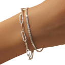 Strahlender Armreif 18+5 cm und Halskette 45+5 cm Silber 925 Feines abgestimmtes Set für Frauen Alltag Hochzeit Party Eleganter Schmuck 3