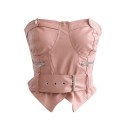 Strapless leren top voor dames 8