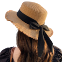 Straw Hat for Women 55–58 cm Straw Polyester with Bow Summer Lightweight Sun Hat Elegant Beach Accessory 5