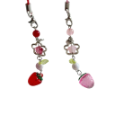 Strawberry Phone Charm Decorative Keychain with Beads and Flower Cute Fruit Chain for Mobile Bag 3