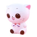 Stress Relief Squeeze Cat for Tension Relief Sitting Kitten with Bow and Big Eyes Soft Polyurethane White with Pink Gradient 9.8 x 11.5 cm 5