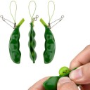 Stress Relief Toy Pea in Pod Squeeze Keychain with Pop-Up Peas Green Pod made of PVC with Chain and Loop 6.2 x 2 cm 6