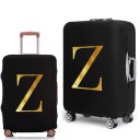 Stretch Protective Cover for Travel Suitcase with Letter Print Elastic Cover 48–53 cm Elastic Fabric Black Luggage Cover 25