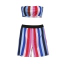 Stribet crop top og shorts til kvinder 8