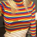 Stribet crop top til kvinder, farverig 4