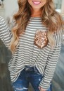 Stribet dame-T-shirt med pailletterlomme 2