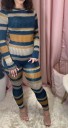 Stribet damejumpsuit med lange ærmer 7