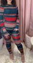 Stribet damejumpsuit med lange ærmer 4