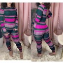Stribet damejumpsuit med lange ærmer 1