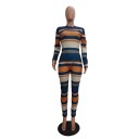 Stribet damejumpsuit med lange ærmer 2