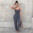 Stribet damejumpsuit med sløjfe 14