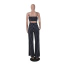 Stribet damejumpsuit med sløjfe 4
