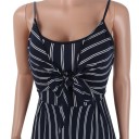 Stribet damejumpsuit med sløjfe 7
