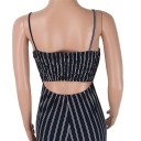 Stribet damejumpsuit med sløjfe 8