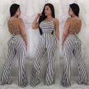 Stribet damejumpsuit med synlig ryg 1
