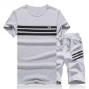 Stribet herresæt - T-shirt og shorts J979 8