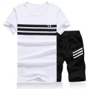 Stribet herresæt - T-shirt og shorts J979 10
