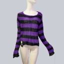 Stribet sweater med slidser til kvinder 2