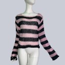 Stribet sweater med slidser til kvinder 1