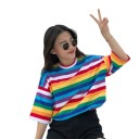 Stribet T-shirt til kvinder, farverig 4