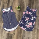 Stribet tanktop med blomster til kvinder 1