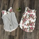 Stribet tanktop med blomster til kvinder 2