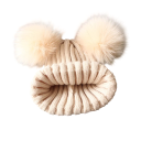 Strickmütze für Kinder 1-3 Jahre 14 x 16 cm Große Pompons Acryl Wolle Wintermütze für Kleinkinder 3