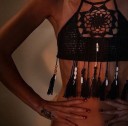 Strikket crop top med frynser til kvinder 3