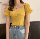 Strikket crop top med knapper til kvinder 4