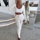 Strikket crop top og bukser til kvinder B1111 2