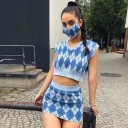 Strikket crop top og nederdel til kvinder B913 3