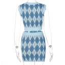 Strikket crop top og nederdel til kvinder B913 4