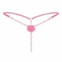 String érotique pour femme avec cordons en perles Rose décorative à l'avant Imitation de perles Taille universelle Nylon avec élasthanne 5