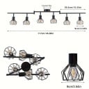 Stropní kovové svítidlo se 6 otočnými klecovými stínidly a paticemi E14, černé, délka 117 cm, do obývacího pokoje nebo kuchyně 2