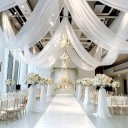 Stropní široká drapérie s průchozími kapsami pro tyč 150 x 600 cm polyesterový závěs na svatební oblouk a pozadí slavnostní stěny 9