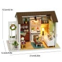 Stuga 21 x 12,5 x 15,5 cm Miniatyr LED byggsats med möbler Realistisk dekorativ modell utan täckning Belyst mini hus med detaljer 2