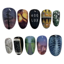 Style d'ongles moderne forme amande 25,6–18,3 mm 12 tailles 24 ongles artificiels brillants motifs sucrés colle et bande de polissage 1