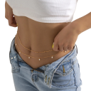 Stylé de ceinture abdominale à deux couches 70 + 25 cm Bijou corporel sexy pour femmes Accessoire de festival en ton doré 3