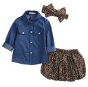 Stylish Girls' Set - Shirt, Skirt and Bow 1